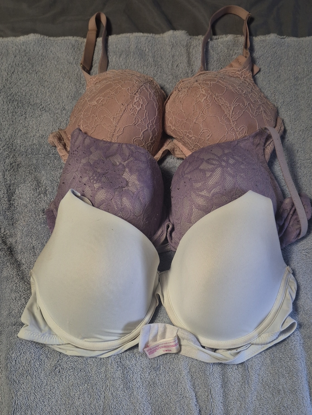 3-Pack Women's Lace & T-Shirt Bras - Pink, Lavender, White